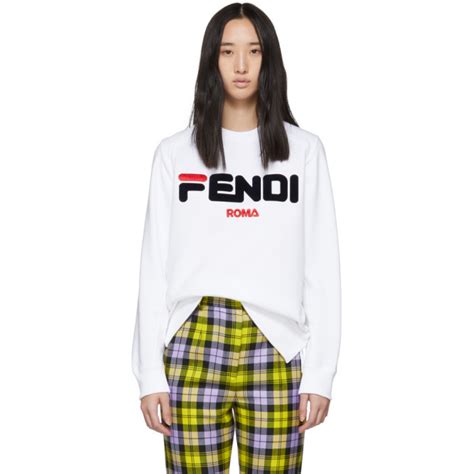 fendi kids white fendi mania fila logo sweatshirt|fendi kids clothes.